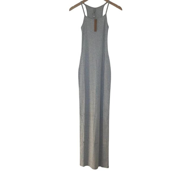Skims cotton rib long tank dress maxi light heather grey small NWT MSRP $74 - Picture 1 of 5